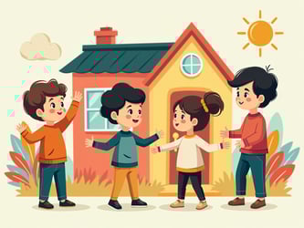 Illustration of kids playing in a preschool after school program