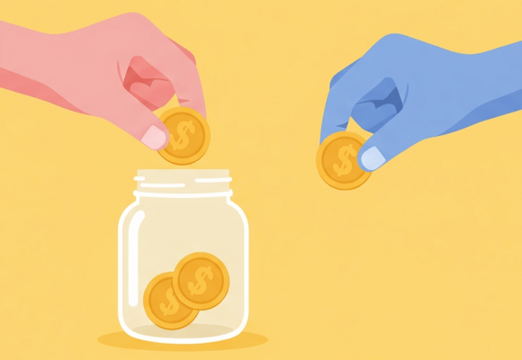 Matching Donations GIF - two hands putting coins in jar-1-1