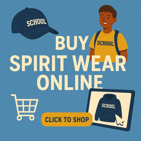 Boy Wearing School Spirit Shirt in Background with Hat & shopping Cart-1