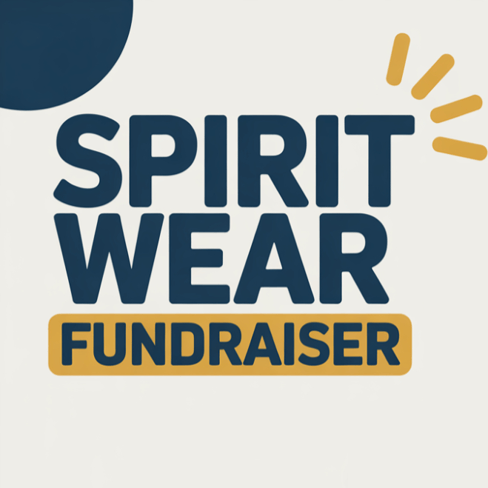 Spirit Wear Fundraiser Caption with Half Circle and Spark