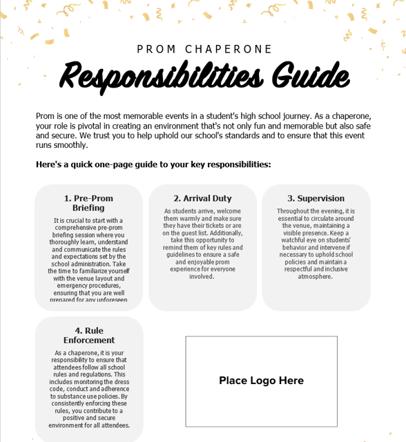 Prom Chaperone Responsibilities Handout
