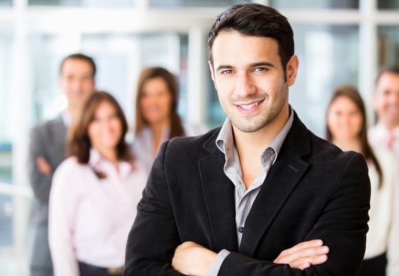 Successful man being leader of a business group-1