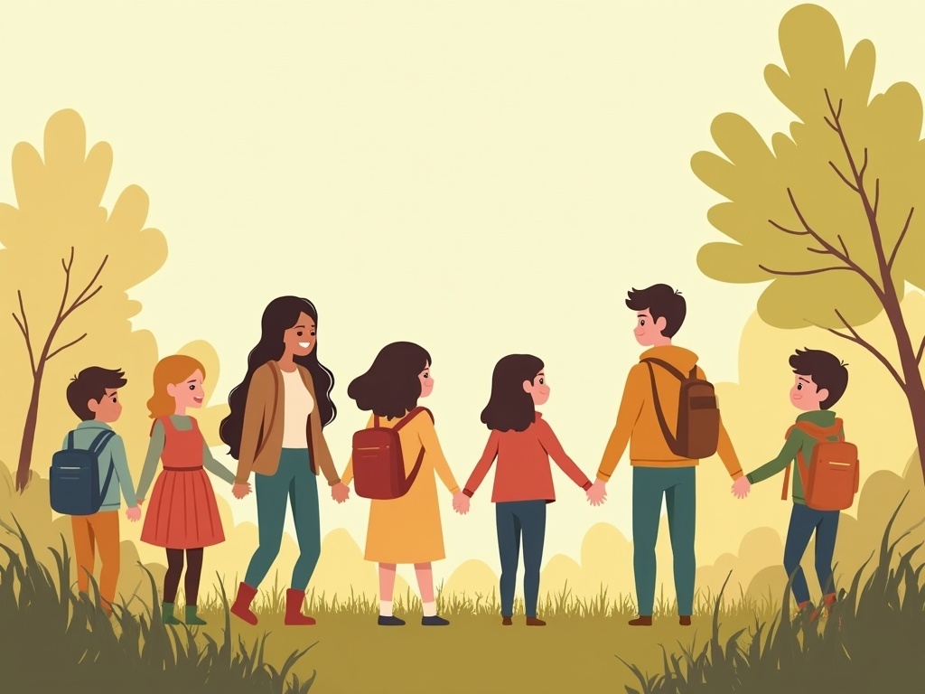 Teachers and students on a field trip